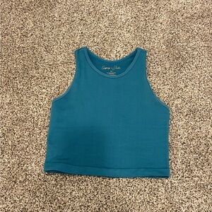 Ribbed Cropped Teal Tank Top for Women Gypsy+Jade